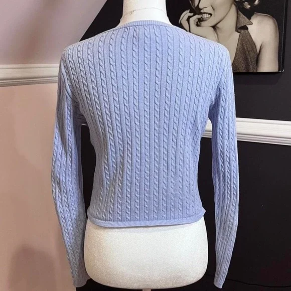 ⭐purple cable knit cotton cardigan sweater medium - Picture 3 of 7